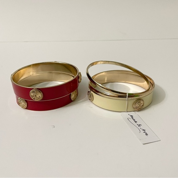 Anna & Ava Nautical Anchor Gold & Enamel Bangle Bracelet Lot - Picture 3 of 13